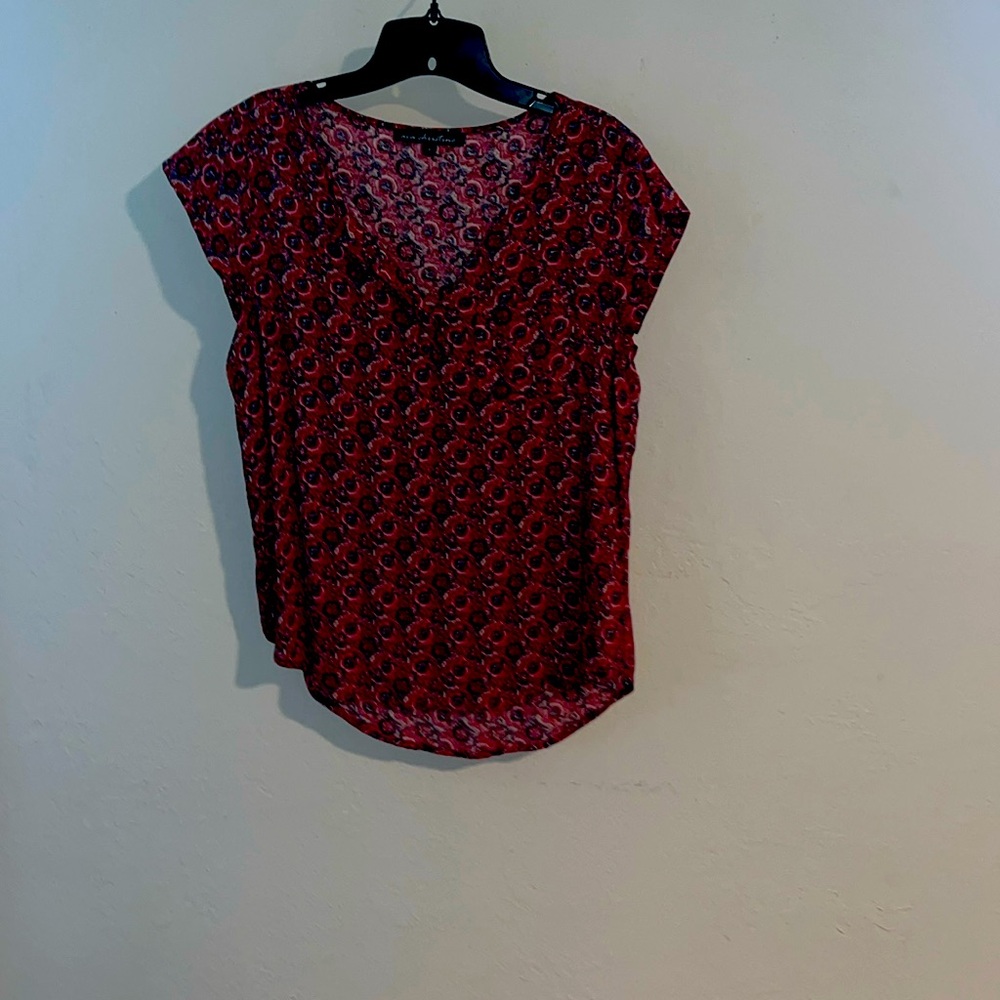 Red print rayon top